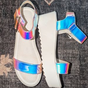 Platform holographic sandal